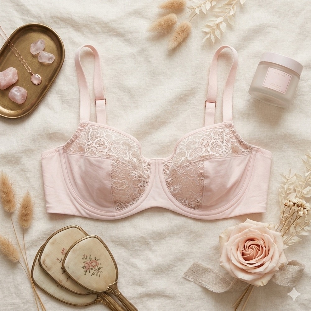 Liberte Pink Lace Unlined Underwire Bra Full Coverage 38D